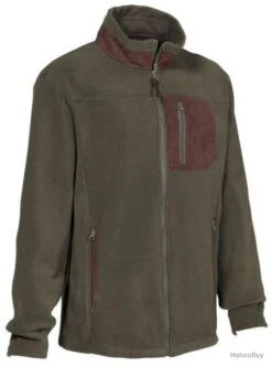 Blouson Polaire Brodé Sanglier Kaki PERCUSSION-XL