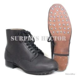 Brodequins Allemand Cuir- Chaussure Bottes Wh - Reproduction Premium - Militaria Ww2