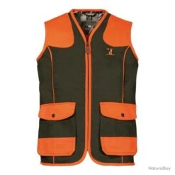 Gilet Percussion Tradition Haute Visibilité Enfant KAKI/ORANGE - TAILLE 10 ANS