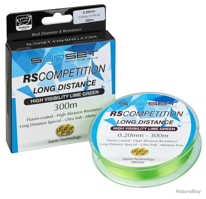 SUNSET Nylon Rs Competition Long Distance Hi-Visibility Lime Green 0,25Mm 300M 20/100-2,9KG 3 SUNSET Nylon Rs Competition Long Distance Hi-Visibility Lime Green 0,25Mm 300M 20/100-2,9KG