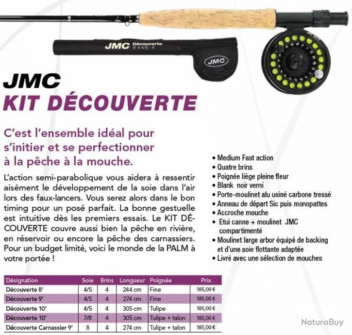Kit JMC Decouverte Carnassier 9' Soie 8/9 4 Brins Ensemble Mouche JMC 4 Kit JMC Decouverte Carnassier 9' Soie 8/9 4 Brins Ensemble Mouche JMC – Image 2