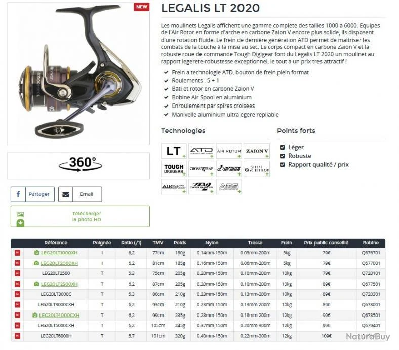 Legalis LT 2020 2000 XH Moulinet Spinning Daiwa 4 Legalis LT 2020 2000 XH Moulinet Spinning Daiwa – Image 2
