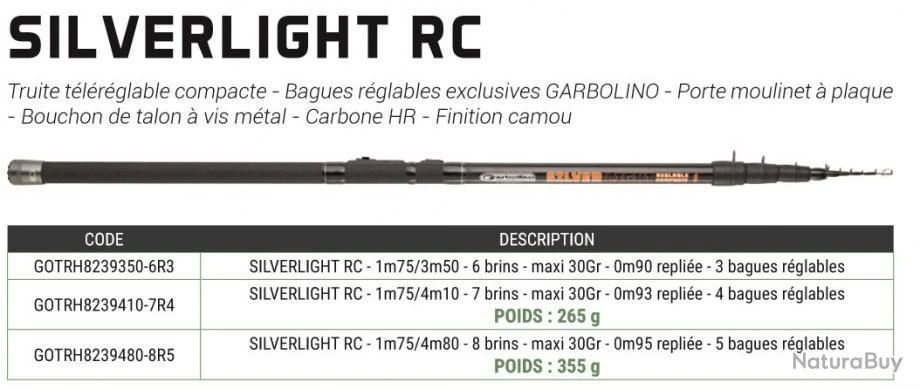 Silverlight RC 4m80 Max 30 G Canne Truite Telereglable Garbolino 4 Silverlight RC 4m80 Max 30 G Canne Truite Telereglable Garbolino – Image 2