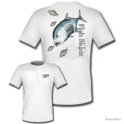 T Shirt Fish Skinz Performance Jacked Ulua Blanc