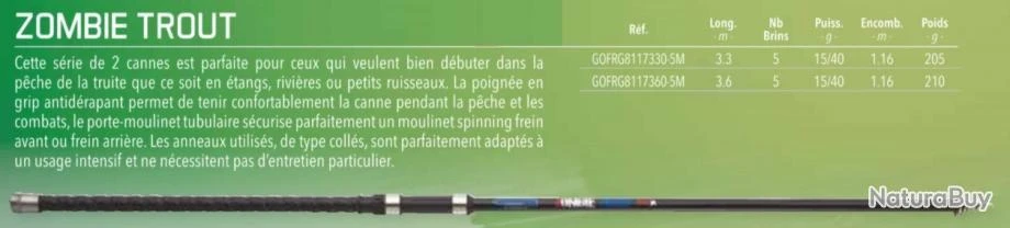 Zombie Trout 3.60 M 15-40 G Medium Canne Bombette Telescopique Garbolino 4 Zombie Trout 3.60 M 15-40 G Medium Canne Bombette Telescopique Garbolino – Image 2