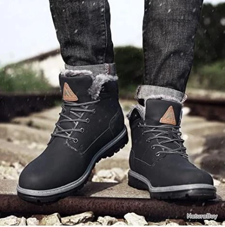 Chaussure De Neige Imperméable En Cuir Noir Foncé Pour Hommes- Livraison Gratuite Et Rapide 7 Chaussure De Neige Imperméable En Cuir Noir Foncé Pour Hommes- Livraison Gratuite Et Rapide – Image 5